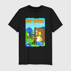 Мужская slim-футболка Барт Симпсон дурит своего батю - розыгрыш