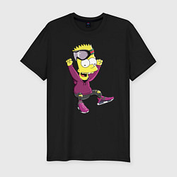 Мужская slim-футболка Барт Симпсон в прыжке