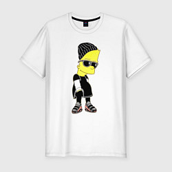Мужская slim-футболка Барт Симпсон в тёмных очках