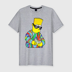 Мужская slim-футболка Барт Симпсон считает выручку