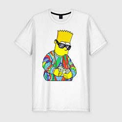 Мужская slim-футболка Барт Симпсон считает выручку