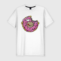Мужская slim-футболка Гомер Симпсон - пончик