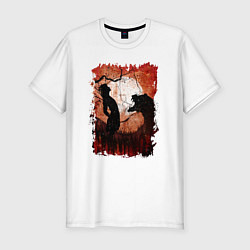Мужская slim-футболка Девочка против медведя
