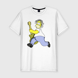 Мужская slim-футболка Гомер Симпсон - крутой рок гитарист