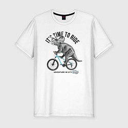 Мужская slim-футболка Путешествие на велосипеде