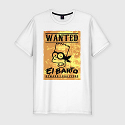 Мужская slim-футболка Розыск - Барт Симпсон - вознаграждение гарантирова