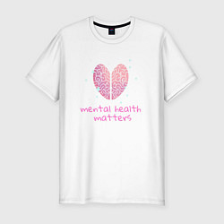 Мужская slim-футболка Mental health matters - brain