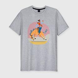 Мужская slim-футболка Наездник на лошадке - Родео