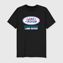 Мужская slim-футболка Значок Land Rover в стиле glitch