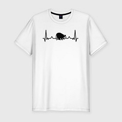 Мужская slim-футболка Енот в биении сердца