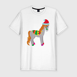 Мужская slim-футболка Праздничная лошадкa