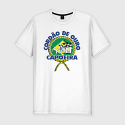 Мужская slim-футболка Cordao de ouro Capoeira flag of Brazil
