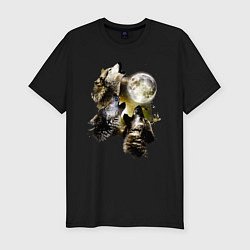 Мужская slim-футболка Три волка воют на луну