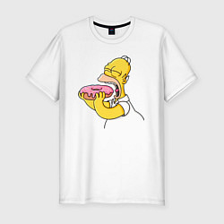 Мужская slim-футболка Гомер Симпсон нацелился на пончик