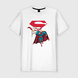 Мужская slim-футболка Крипто и Супермен с лого DC Лига Суперпитомцы