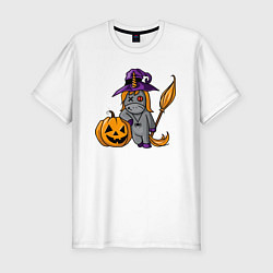 Мужская slim-футболка Единорог наряжен на Хэллоуин