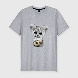 Мужская slim-футболка Футбол - Снежный Леопард