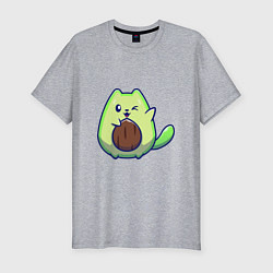 Футболка slim-fit Avocado green cat, цвет: меланж
