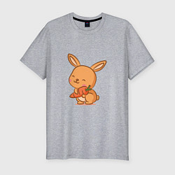 Мужская slim-футболка Кролик и морковка