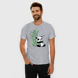 Футболка slim-fit Панда бамбук и стрекоза, цвет: меланж — фото 2