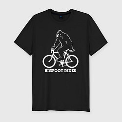 Мужская slim-футболка Бигфут на велосипеде