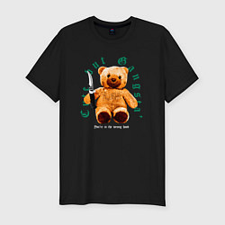 Мужская slim-футболка Тедди милый мишка гангстер