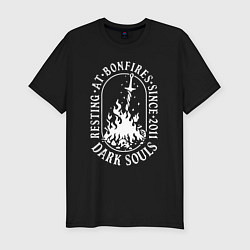 Мужская slim-футболка Dark Souls костер