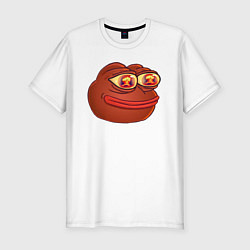 Мужская slim-футболка Лягушонок Пепе смотрит на огонь
