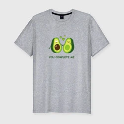 Мужская slim-футболка Влюбленные авокадо Милые авокадики