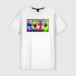 Мужская slim-футболка Радужные друзья персонажи