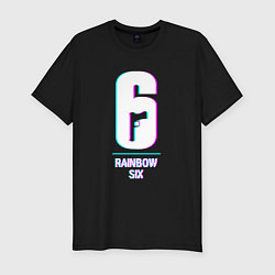 Футболка slim-fit Rainbow Six в стиле glitch и баги графики, цвет: черный