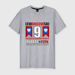 Мужская slim-футболка Роберт Левандовски сборная Польши