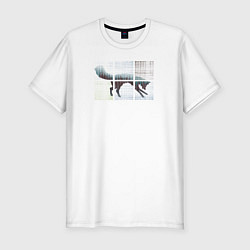 Мужская slim-футболка Лисичка в Квадратиках