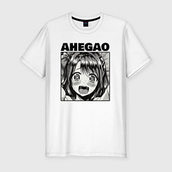 Мужская slim-футболка Девушка: ахегао