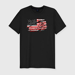 Мужская slim-футболка Флаг США с хоккеистом