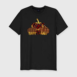 Мужская slim-футболка Тыквы в клетку Осень