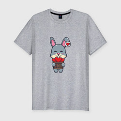 Мужская slim-футболка Кролик и сердечки