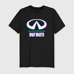 Мужская slim-футболка Значок Infiniti в стиле glitch