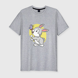 Мужская slim-футболка Кролик и бабочка