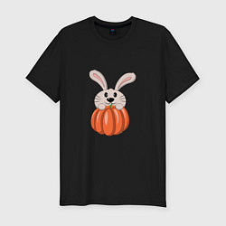 Мужская slim-футболка Кролик с тыквой