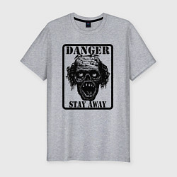 Мужская slim-футболка Опасно зомби