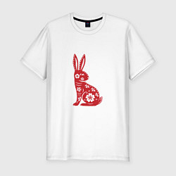 Мужская slim-футболка Красный заяц