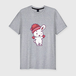 Мужская slim-футболка Зимний кролик