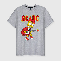 Мужская slim-футболка AC DC Барт Симпсон