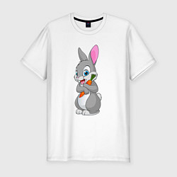 Мужская slim-футболка Кролик с морковкой