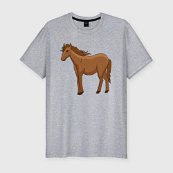 Мужская slim-футболка Милая лошадка