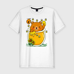 Мужская slim-футболка Медвежонок в баночке меда
