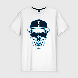 Мужская slim-футболка Череп в бейсболке Hip-Hop