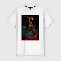 Мужская slim-футболка God of War - Кратос против балрога