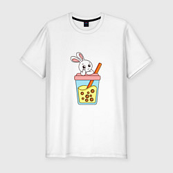 Мужская slim-футболка Кролик с напитком